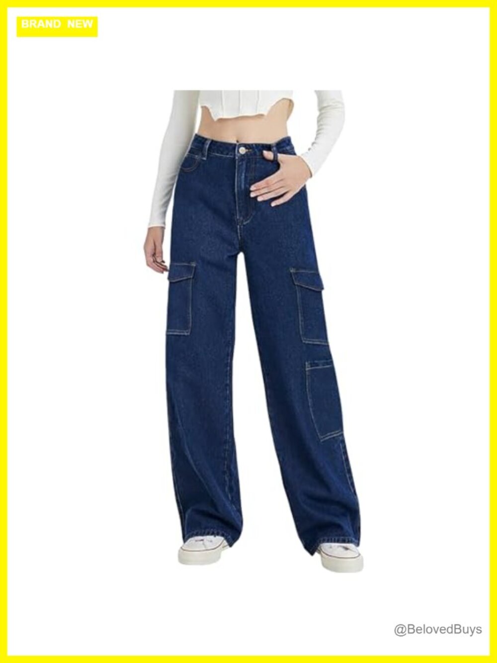 High Waisted Cargo Jeans Y2K Straight Wide Leg Baggy Denim Pants